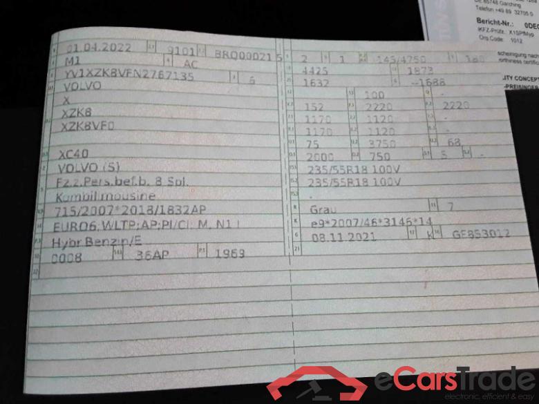 Volvo XC40 (2017->) DE - SUV5 B4 2WD EU6d, Inscription (EURO 6d), 2020 - 2022 #3
