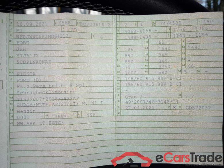 Ford Fiesta (CE1)(2017->) DE - LimS5 1.0 EcoBoost EU6d, Titanium X Start/Stopp (EURO 6d), 2021 - 2022 #2